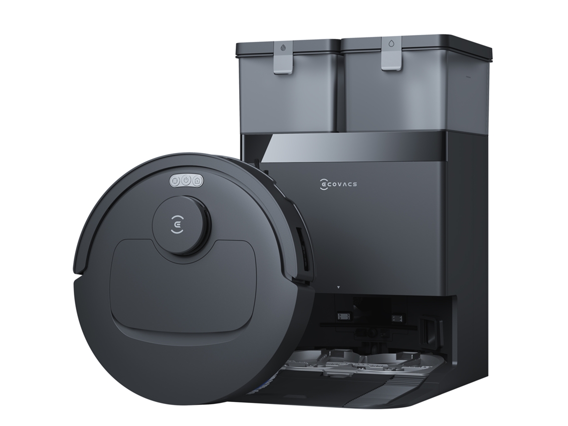 Aspirador Robô Ecovacs T30e Omni, Com Limpeza Húmida, 25000pa, Ozmo Turbo 2.0, Zerotangle 3.0, Escova Triple-v, Estação Omni, Lavagem A 75 °c, Preto