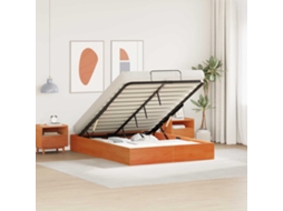 Vidaxl Estrutura De Cama Ottoman Com Armazenamento Castanho Cera