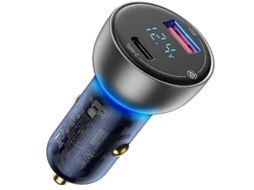 Carregador Carro Usb Pd Porta Carregamento Rápido Visor Yizhood Preto