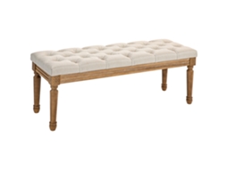 Banco Estofado MYMHRU com Capitonê e Design Vintage Branco Creme (120x41x48 cm)
