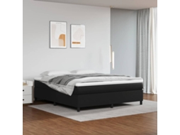 Estrutura de cama 160x200 cm couro artificial preto