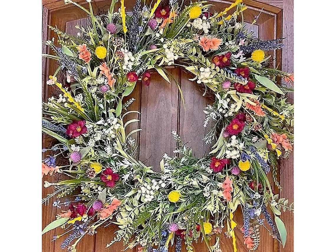 Guirlanda De Flores Silvestres Para Porta De Entrada Externa, Primavera E Verão, 2024, Simulando Flores Secas, À Prova De Intempér Aquaforge