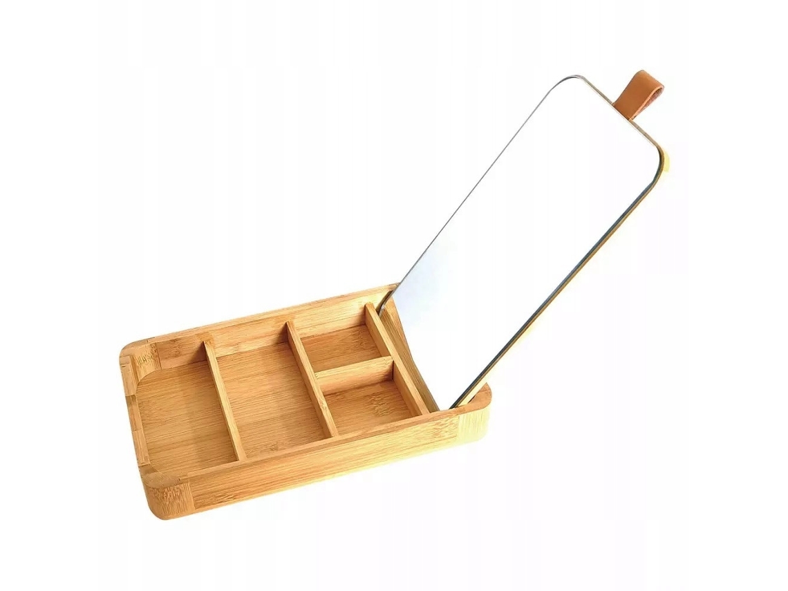 Bambu Maquiagem Organizador Espelho 24x14 5x3 5cm Conjunto Caixa Para Bijuterias