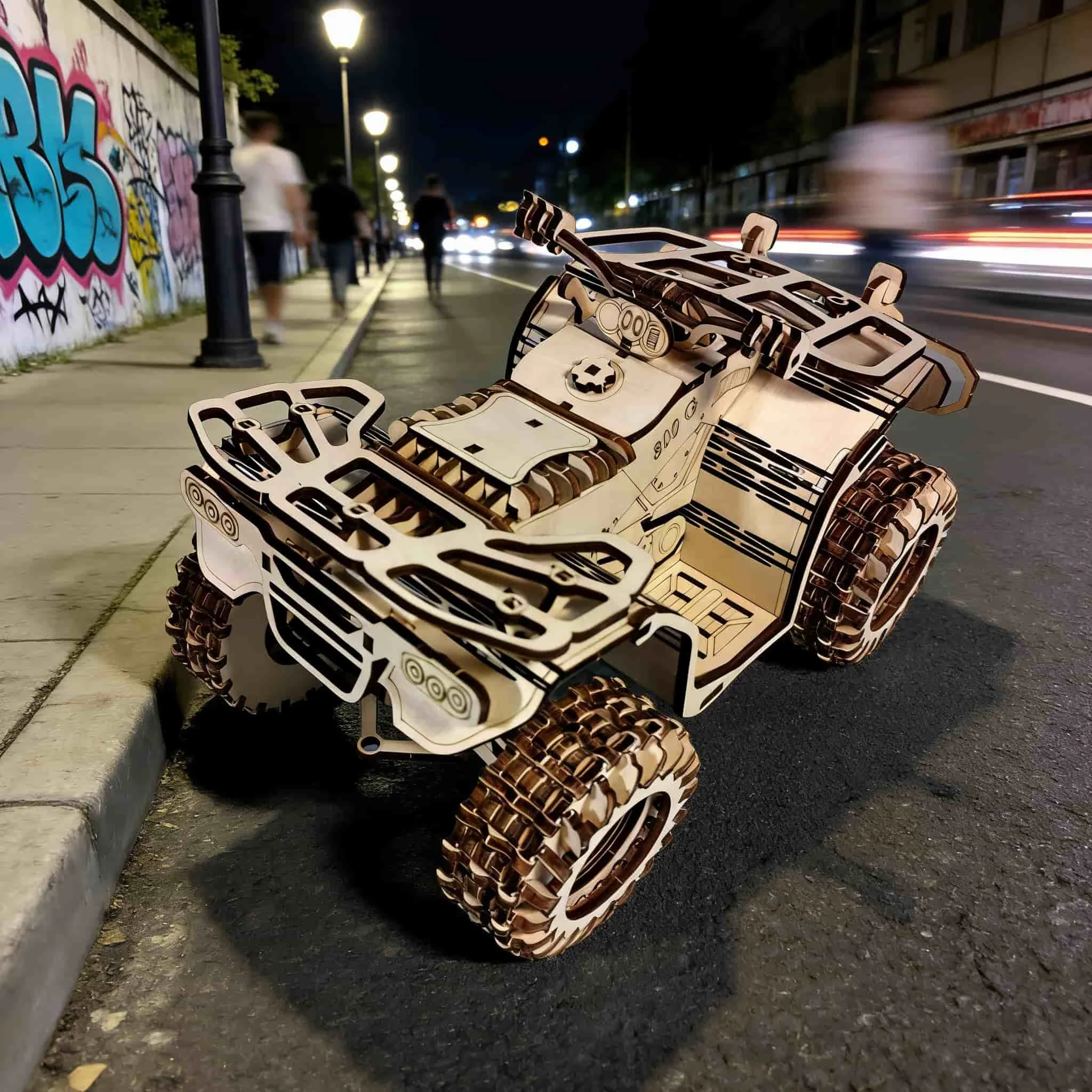 uma Motocicleta de Madeira para Montar na Praia, um Quebra cabeça Criativo em 3d. MDUG