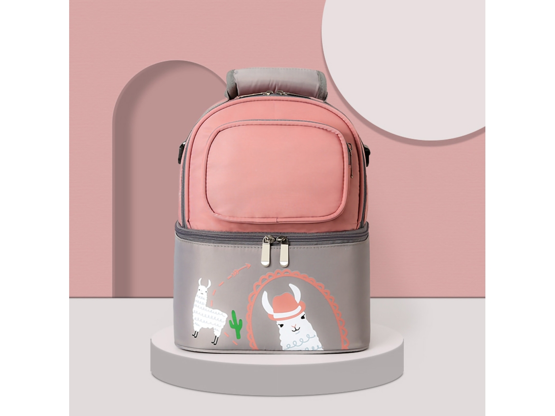 Primerox mochila Térmica para Leite Materno Duas Camadas Nylon Estabilidade de Temperatura Rosa Cinza