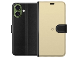 Capa Carteira Compatível Com Apple Iphone 17, Cor Amarela Com Corações.