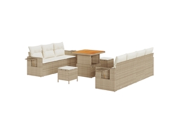 Conjunto 10 De Sofá De Jardim De Vidaxl Com Travesseiros Bege Bege Vime