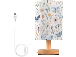Abajur De Cabeceira Kcldeci Com Borboletas E Libélulas Para Quarto, Estilo Fazenda, Mesa De Cabeceira, Luminária De Mesa