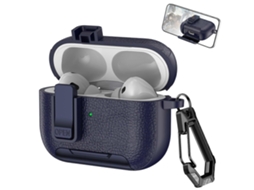 Capa Para Fones De Ouvido Sem Fio Airpods Pro Com Textura De Couro, Com Gancho E Suporte.