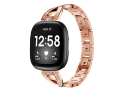 Bracelete Pulseira Aço Luxury para Fitbit by Google Sense 2 Rosa Dourado