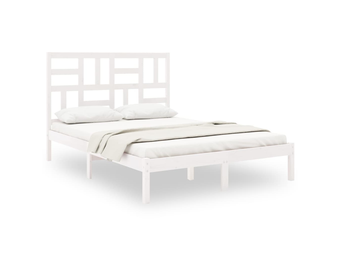 Estrutura de Cama 140x190 Cm Madeira Maciça Branco MAISON EXCLUSIVE