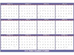 Calendário de Parede 2025, a Dezembro Anual, Mensal CHABERLU