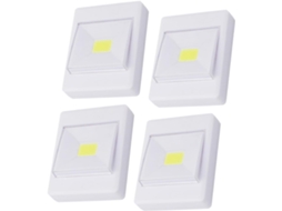 Conjunto de 4 Luzes Led Cob Sem Bateria, Iluminação Adesiva para Armários, Luz Branca Suave, para SFUSHOS