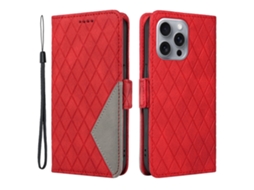 Capa Em Couro Pu, Para Iphone 16 Pro Max - Vermelho