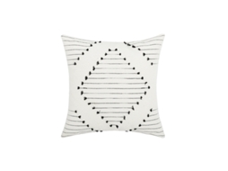 Capa De Almofada Boêmia Com Franjas - Branco/cinza, 40 Cm, C
