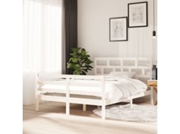 Estrutura De Cama 140x200 Cm Madeira De Pinho Maciça Branco