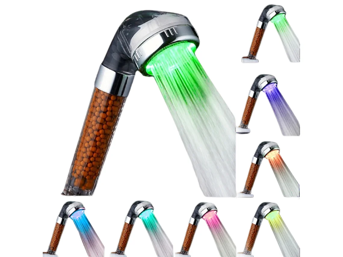 Led Chuveiro De Mão Com 7 Color Lights, Mineral Stone Filtro Para Economia De Água Increased Pressure, Eco-friendly Abs Plástico, Easy Install