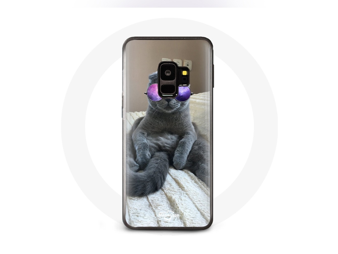Capa para Samsung galaxy S9 plus Gato com óculos roxos