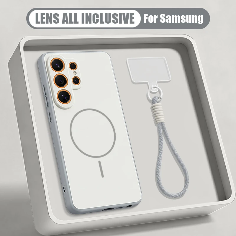 Capa Magnética Para Celular Galaxy A54 Na Cor Candy (cinza) Com Cordão.