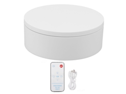Base Giratória Automática Branca Com Controle Remoto, Carga 3kg, Diâmetro 13cm Para Produtos