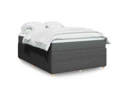 Vidaxl Cama Com Molas/colchão 160x200 Cm Tecido Cinzento-escuro