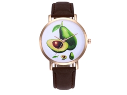 Relógio de Pulso Feminino Simples de Negócio com Pulseira de Couro Pu Quartzo Café Zhoulianfa