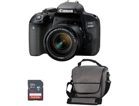 Kit Máquina Fotográfica Reflex CANON EOS 800D KIT EF-S 18-55mm F4-5.6 IS STM + Bolsa + 16 GB SD