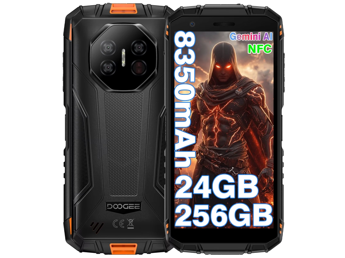 Smartphone robusto Doogee Fire 3 Ultra 5.5'' 24 GB 256 GB 8350 mAh Android 15 Laranja