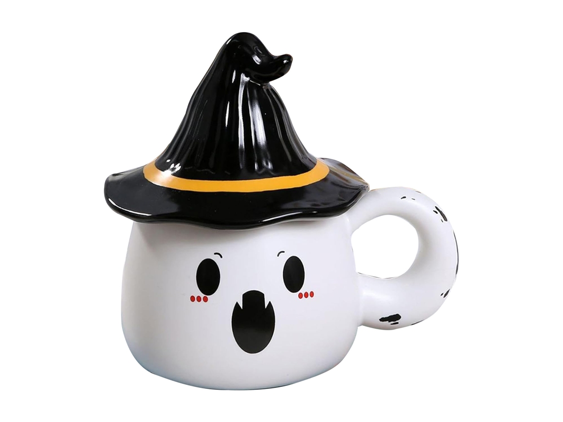 Caneca De Halloween Com Tampa, Café Assustadora E Original, Adorável Chapéu Bruxa Fantasma Para Decoração Em Casa Ou No Escritório Aquaforge