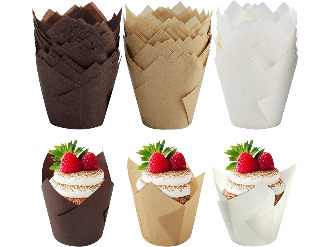 150 Formas De Papel Para Assar Em Formato Tulipa Cupcakes E Muffins, Ideais Casamentos, Festas Aniversários, 5cm