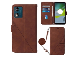 Capa De Celular Motorola Moto E13 Crossbody Com Aba E Textura 3d Em Couro.