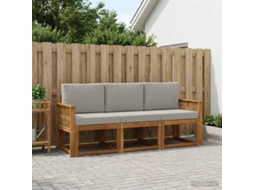 Vidaxl Conjunto De Sofás Para Exterior 3 Pcs Natural E Cinzento-claro