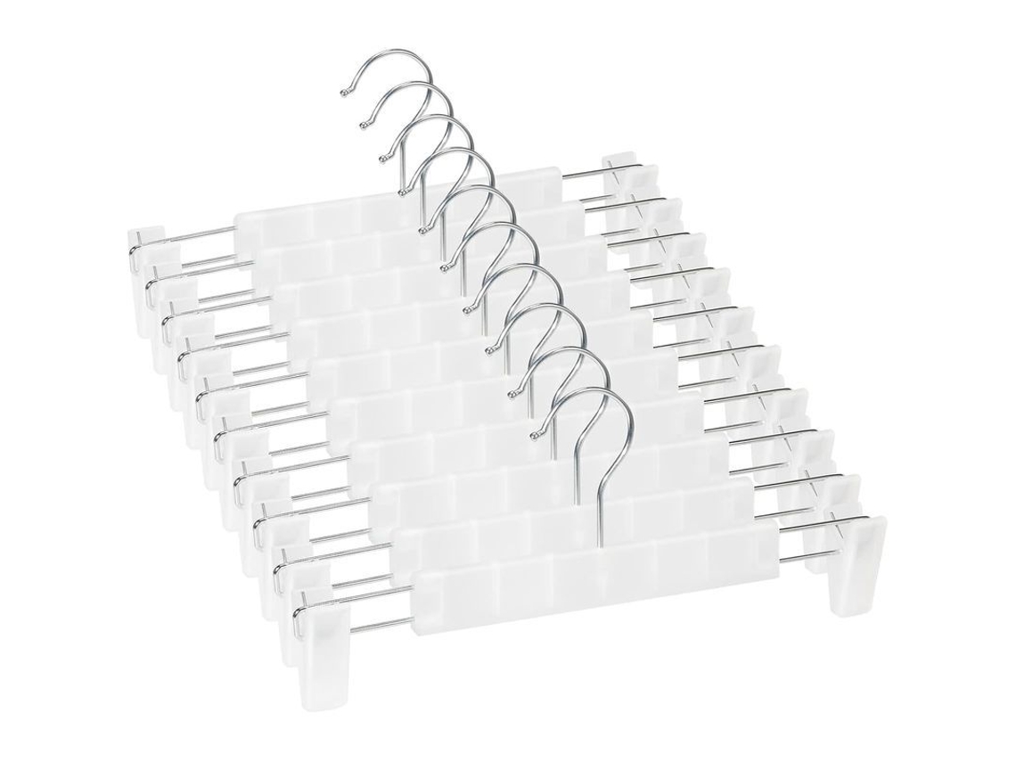 Kit de 10 cabides Nova Line para saia e calça, com 2 grampos anti derrube, translúcidos | S/MARCA