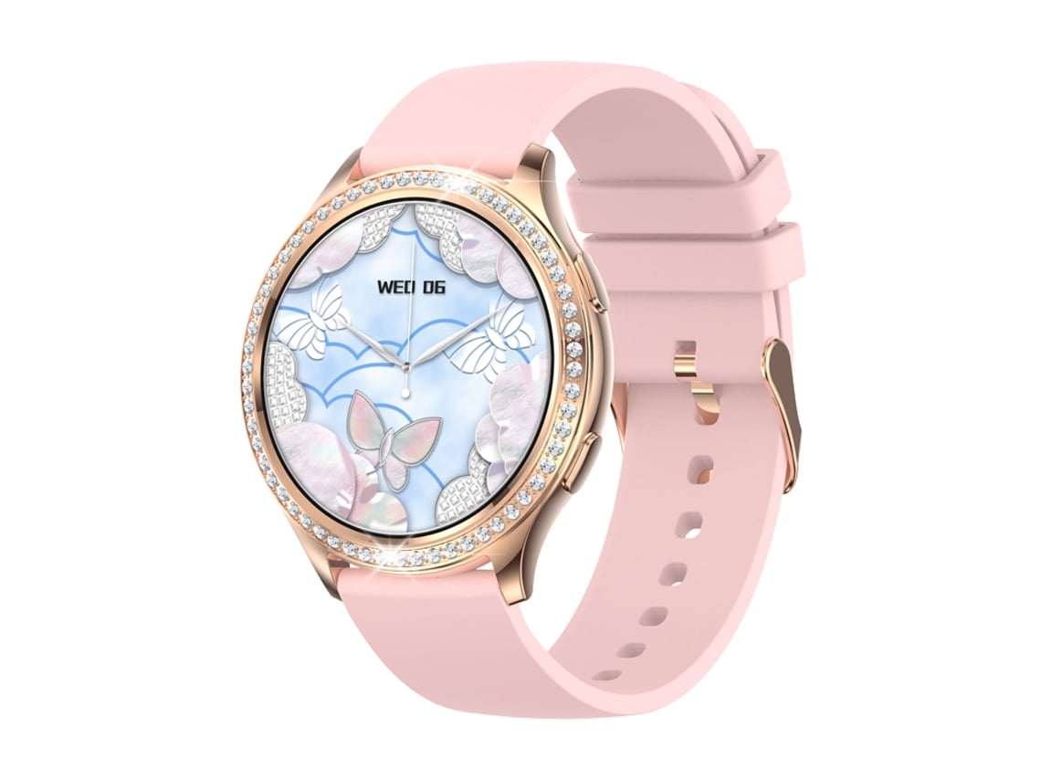 5.2 Relógio Conectado com Antirroubo e Pulseira de Silicone Rosa