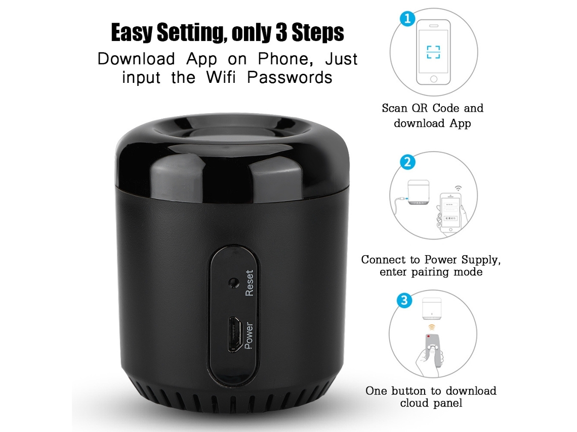 Controlador Remoto Ir Universal Para Dispositivos Domésticos Com App Ios Android Wifi