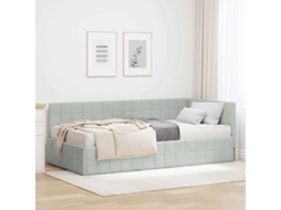 Vidaxl Estrutura De Cama De Canto Com Colchão 2 Unid. Cinzento-claro