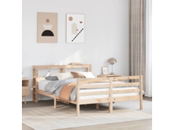 Vidaxl Estrutura De Cama Com Cabeceira 140x200 Cm Pinho Maciço