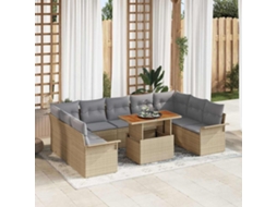 Vidaxl Conjunto De Sofá De Jardim 10 Unid. Bege E Cinzento Claro