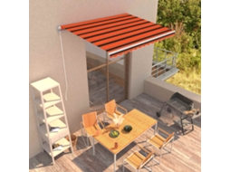 Vidaxl Toldo Retrátil Manual 350x250 Cm Laranja E Castanho