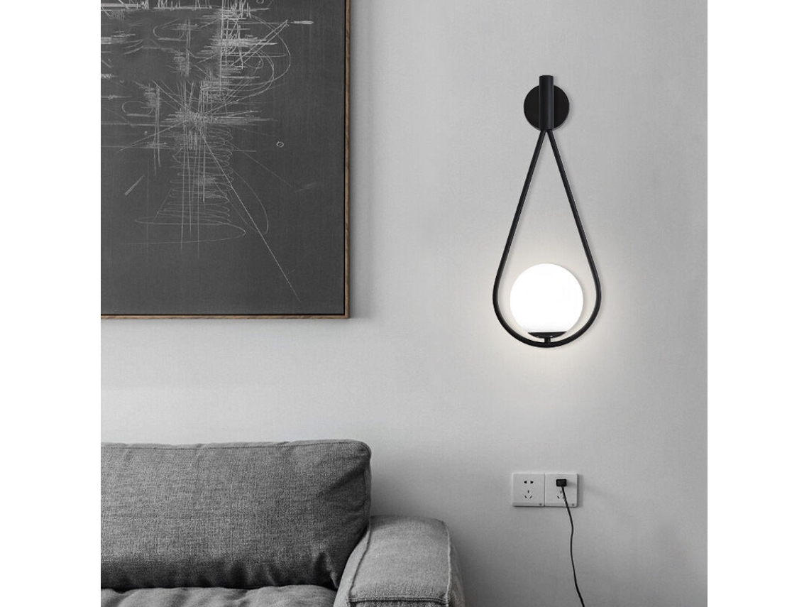 Aplique De Parede Led Interior Preto, Estilo Industrial Retro