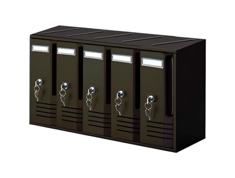 Caixa de correio - ALUBOX - 5 compartimentos - Efeito ferro fundido preto - Alumínio anodizado