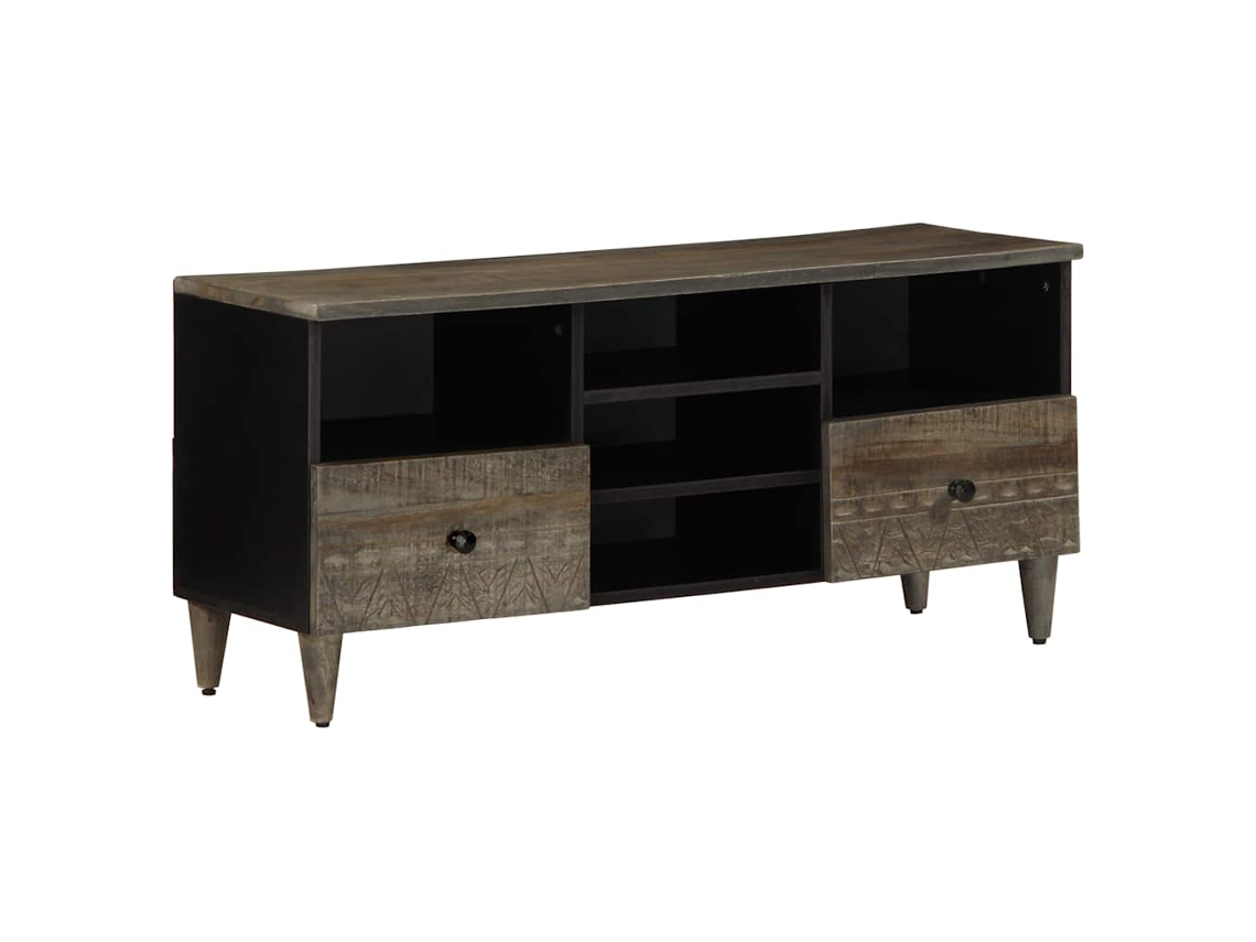 Vidaxl Móvel De Tv 100x33x46 Cm Madeira De Mangueira Maciça Preto