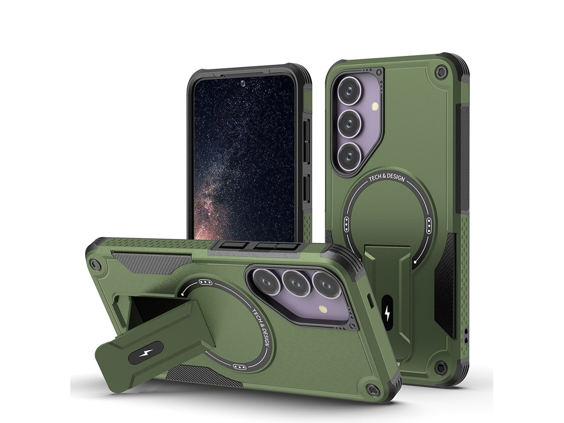 Capa Magnética Para Celular Com Suporte Oculto, Proteção Total Contra Impactos Para Samsung.verde, A37a37