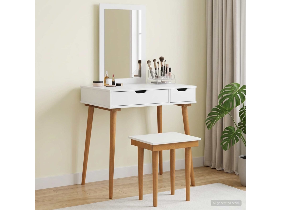 Vidaxl Conjunto De Mesa De Vestir Fauske 3 Unid. Branco