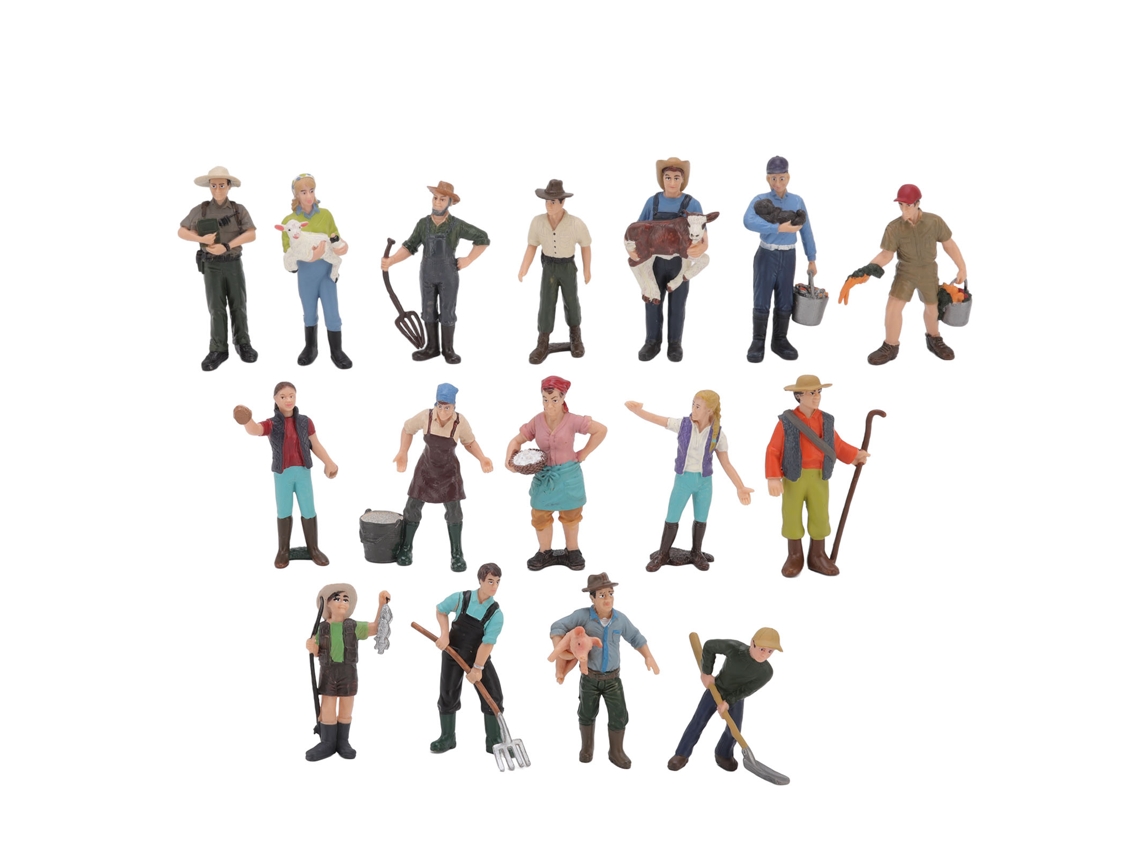 Primerox 16pcs Modelo Personagem Fazenda Miniatura Colorido Brinquedo Diy Rpg Acessório Fotografia