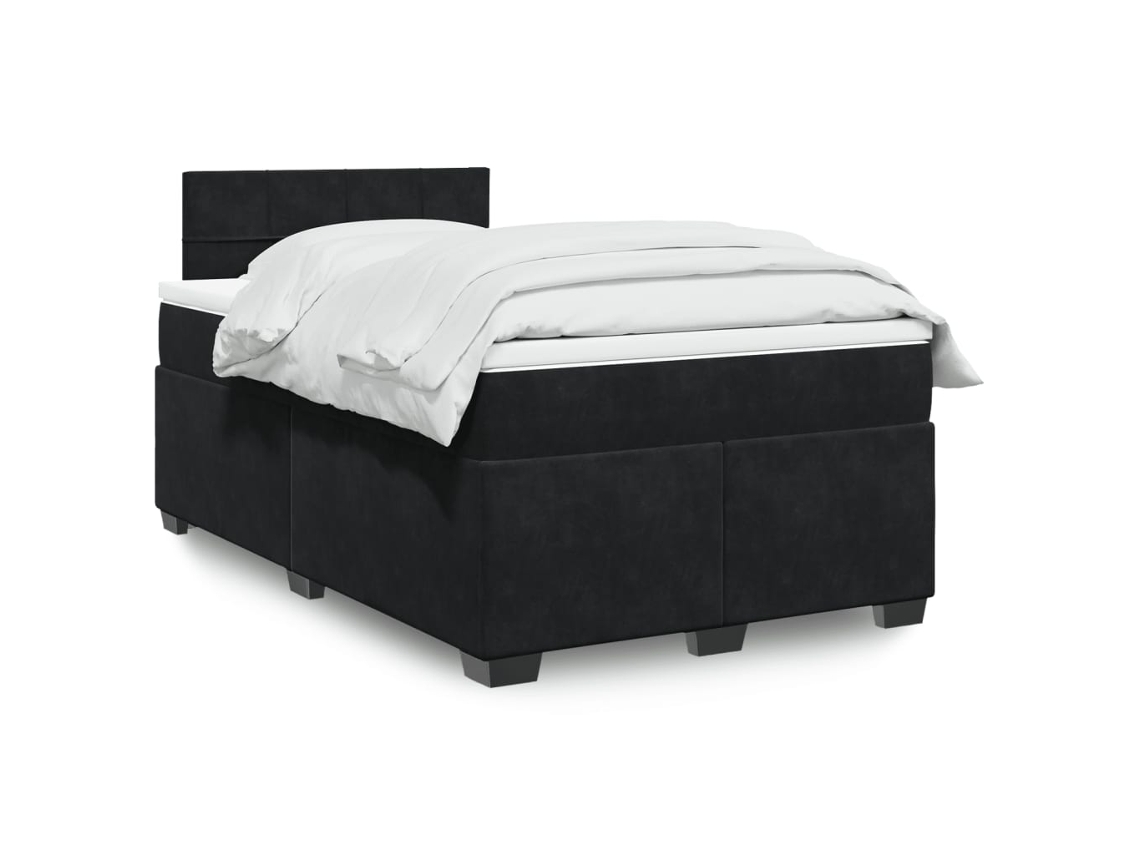 Vidaxl Cama Boxspring Com Colchão 120x190 Cm Veludo Preto