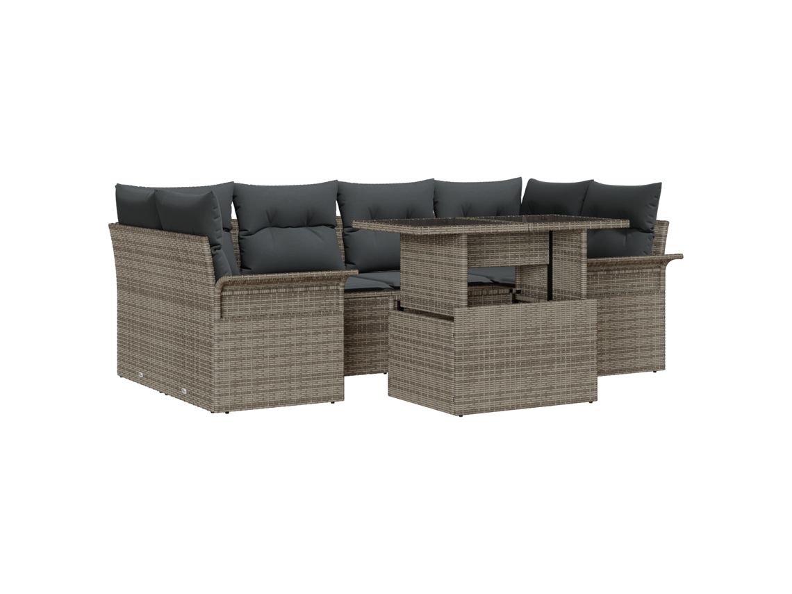 Conjunto 7 Conjunto De Sofá Modular Vidaxl Cinzento Vime Pe (234 X 132,5 X 85 Cm)