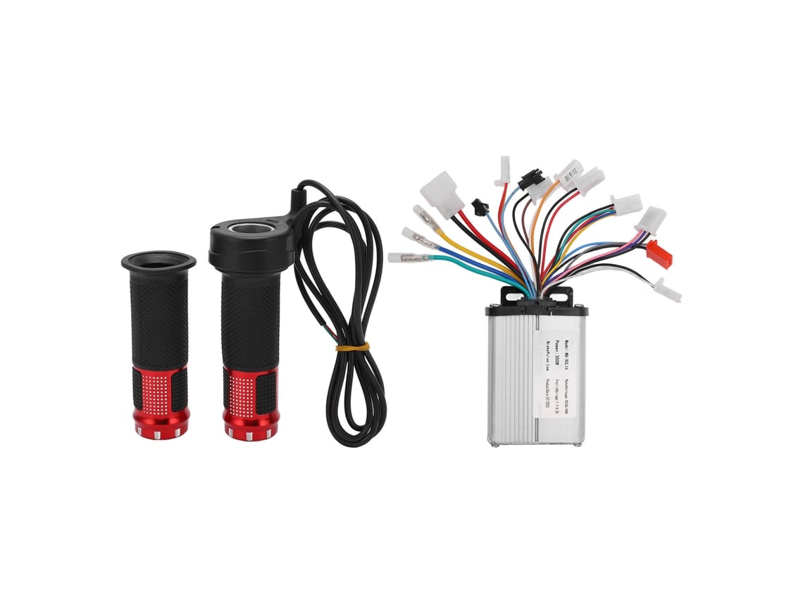 Kit controlador brushless 36v 48v 350w para bicicletas e motos elétricas com grip de alumínio e borracha