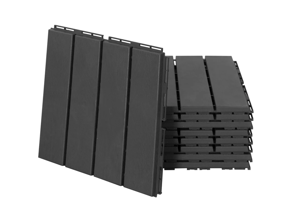 Estrados Quadrados Pp Cor Preto 30x30x2 Cm Outsunny