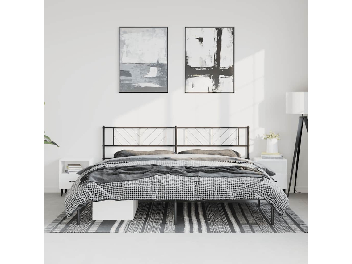 Vidaxl Estrutura De Cama Com Cabeceira 183x213 Cm Metal Preto